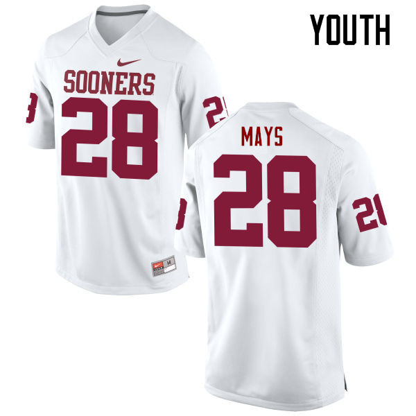 Youth Oklahoma Sooners #28 Michael Mays College Football Jerseys Game-White - Click Image to Close